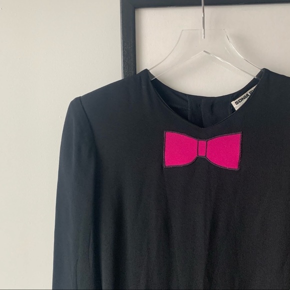Vintage Sonia Rykiel Black Midi Shift Dress Bow - Picture 4 of 10